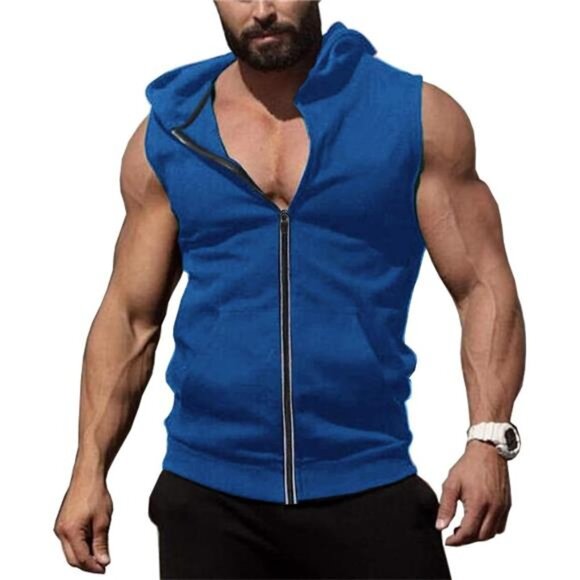 Men's Workout Hooded Tank Top - Picture 1 of 6